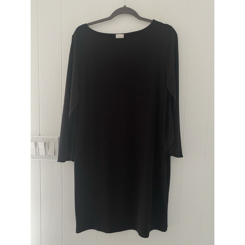 Chico's Midi Dress 3/4 Sleeve Boatneck Sheath Dress Size 1 (medium) Stretchy